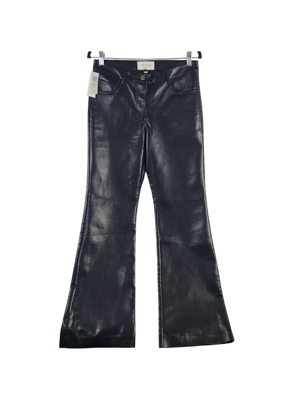 NEW Wilfred Melina Low Rise Flare Black Pants Faux Leather Size 8